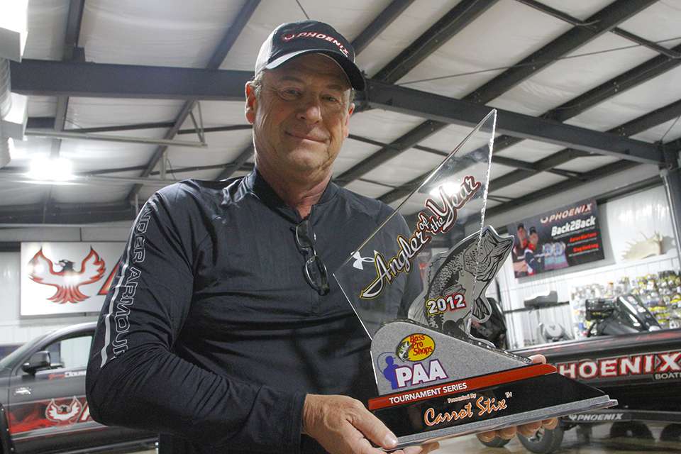 Clouse shows off his PAA Angler of the Year title from 2012.