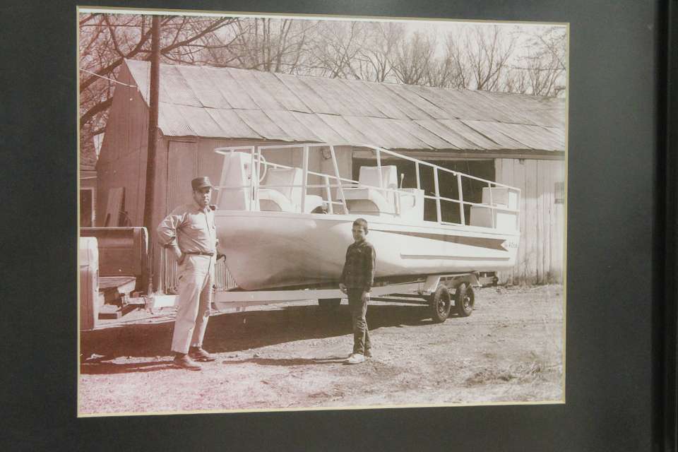 Clouse has a childhood photo of Greg Strahm, Director of Design at Phoenix Boats. Strahm is pictured with his dad.