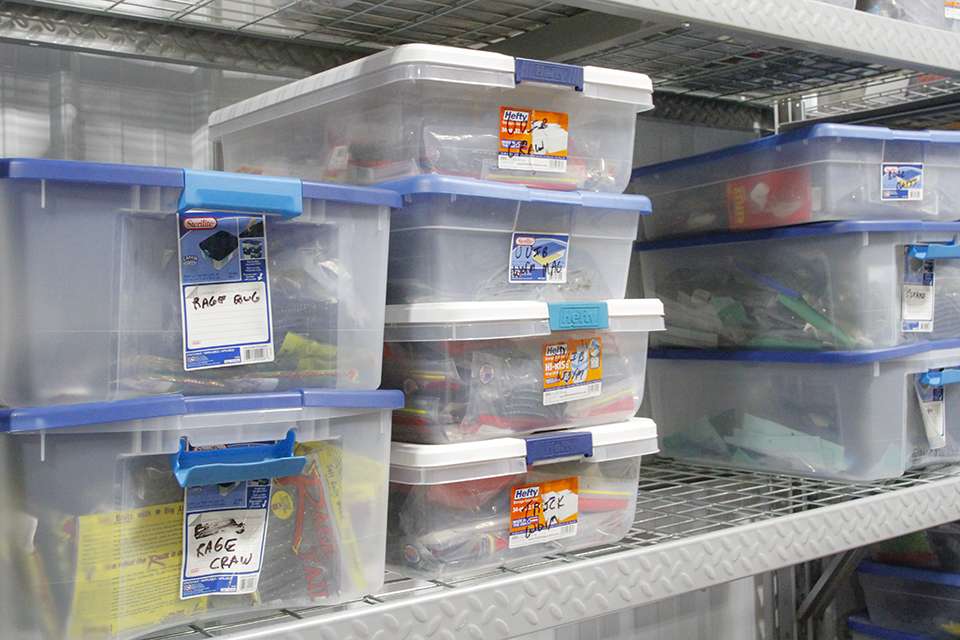 We showed you a lot of Clouse's hard bait storage. Now we will show you where and how he stores his numerous boxes of soft plastics.