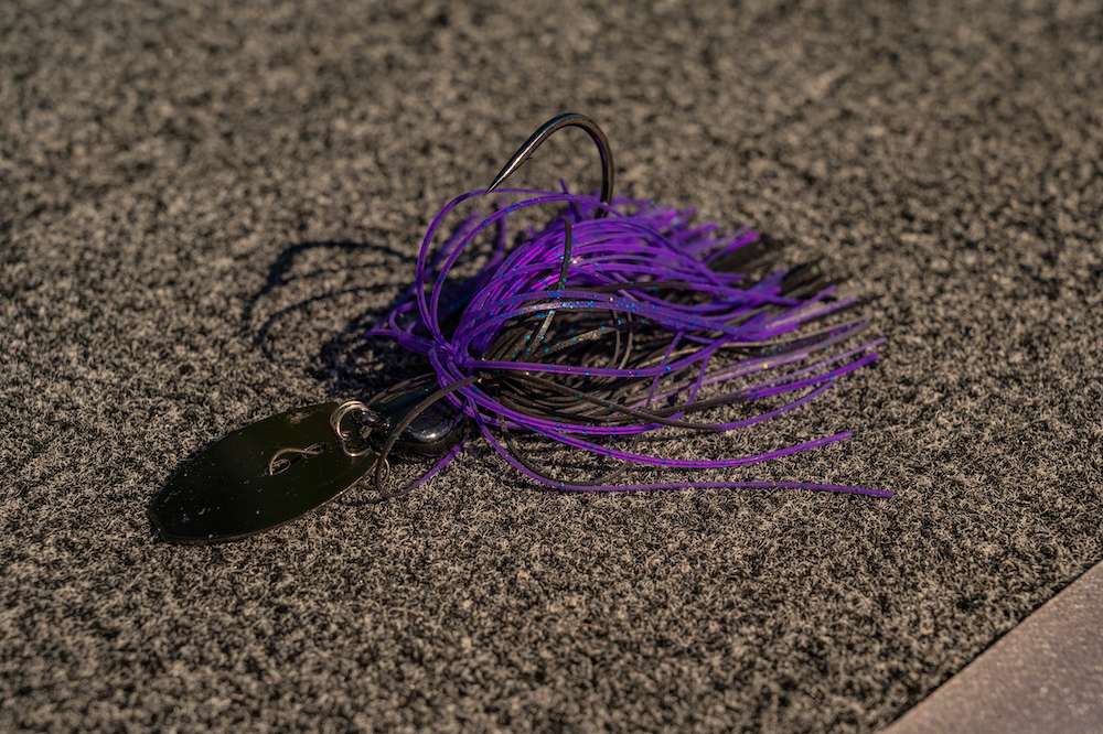 As for the trailer, Livesay looks for a swimbait with tantalizing action. âI like to tip it with a Netbait Little Spanky, and my rod of choice is the Halo KSII Elite 7-foot, 2-inch medium-heavy action rod. I pair it with 15- or 20-pound Hi-Seas fluorocarbon. I alter the size of line depending on the type of cover I am around and how big the fish are.â