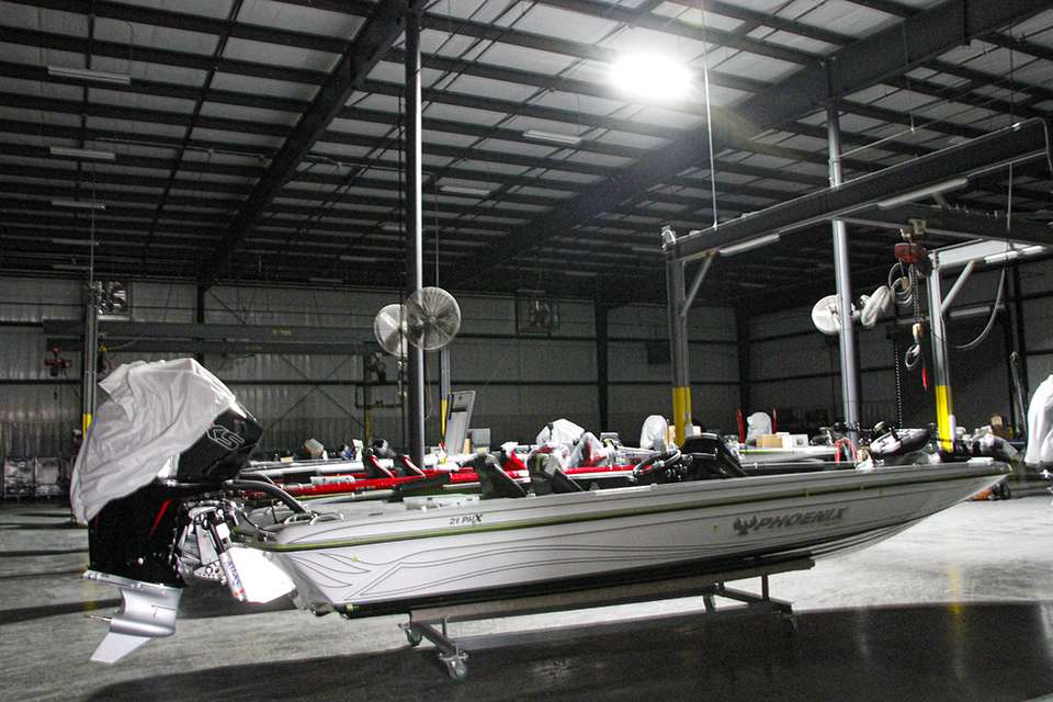 Boats were sitting and waiting in all stages of production. Some ready for the final touch ups. Others needed graphs and accessories.