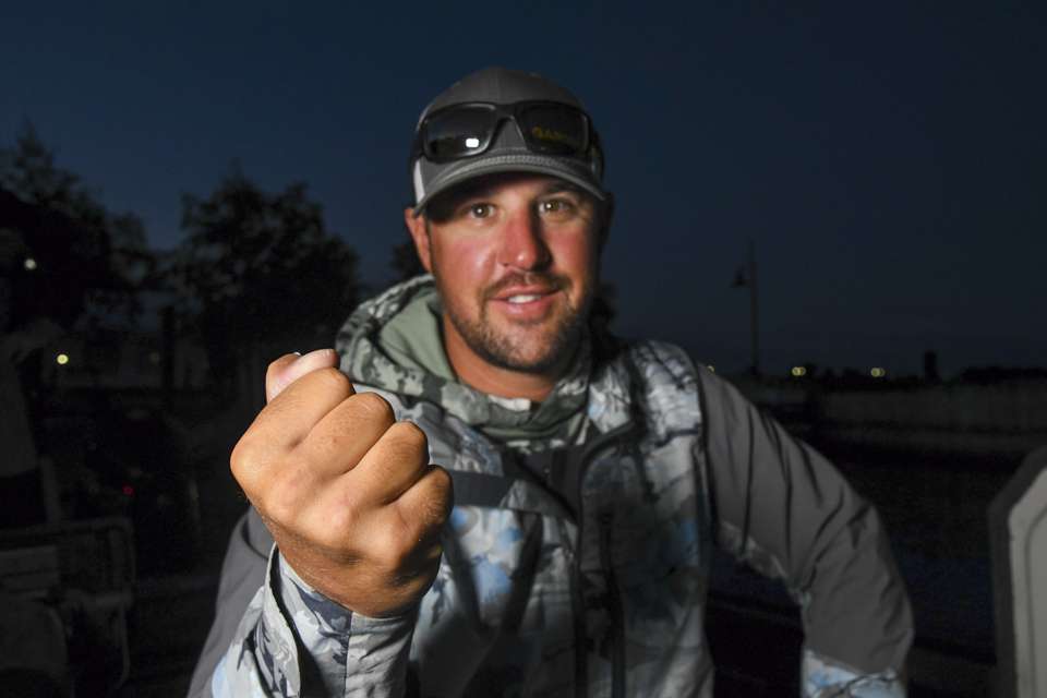 Johnston utilized the new prototype bait on a drop shot with a 1/2-ounce weight. 
