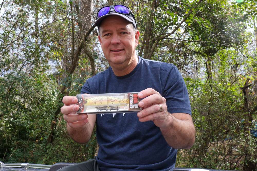 Another alternative for a glide bait is the S-Waver by River2Sea. Kennedy found inspiration to throw this bait from Tactical Bassin's Matt Allen and Tim Little. 