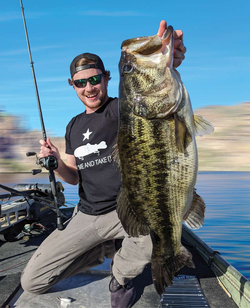 12-4<br> Grady Codd<br> Saguaro Lake, Arizona<br> Netbait Paca Punch with 1-ounce Swagger flip weight (black/blue)<br>