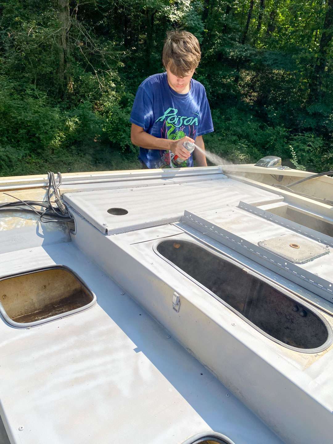 As I mentioned, Iâm not a professional painter. Because we are only worried about the functionality of the boat and do not plan on putting it on a showroom floor, priming and painting the interior was about coverage, not perfection. Plus, the majority of the decks and floors would be covered in SeaDek.