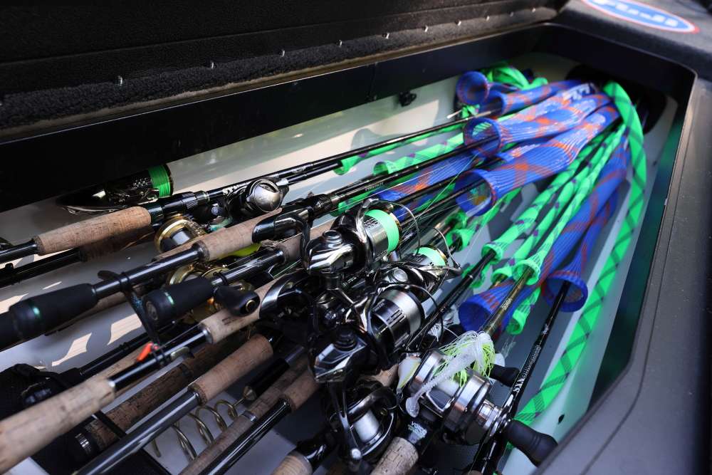 Ito tends to carry 20 to 30 rods in his rod locker on tournament days. 
