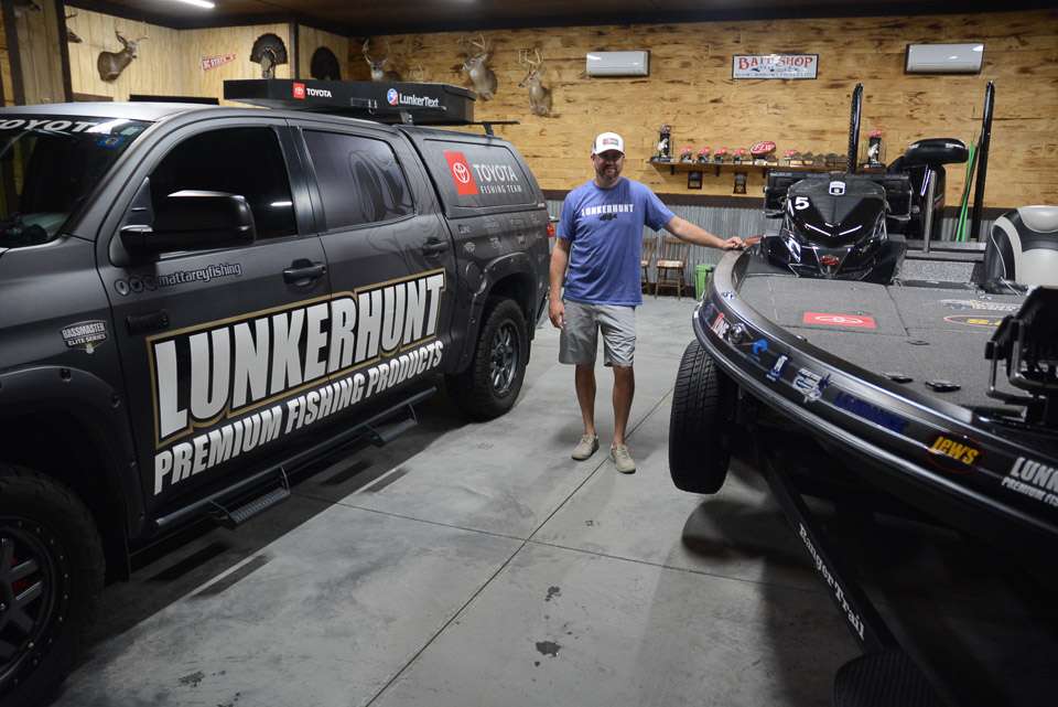 Here you will find Matt Arey, who designed his Man Cave as an efficient place for storing his truck, boat and all the tools of the trade he uses on the Bassmaster Elite Series. 