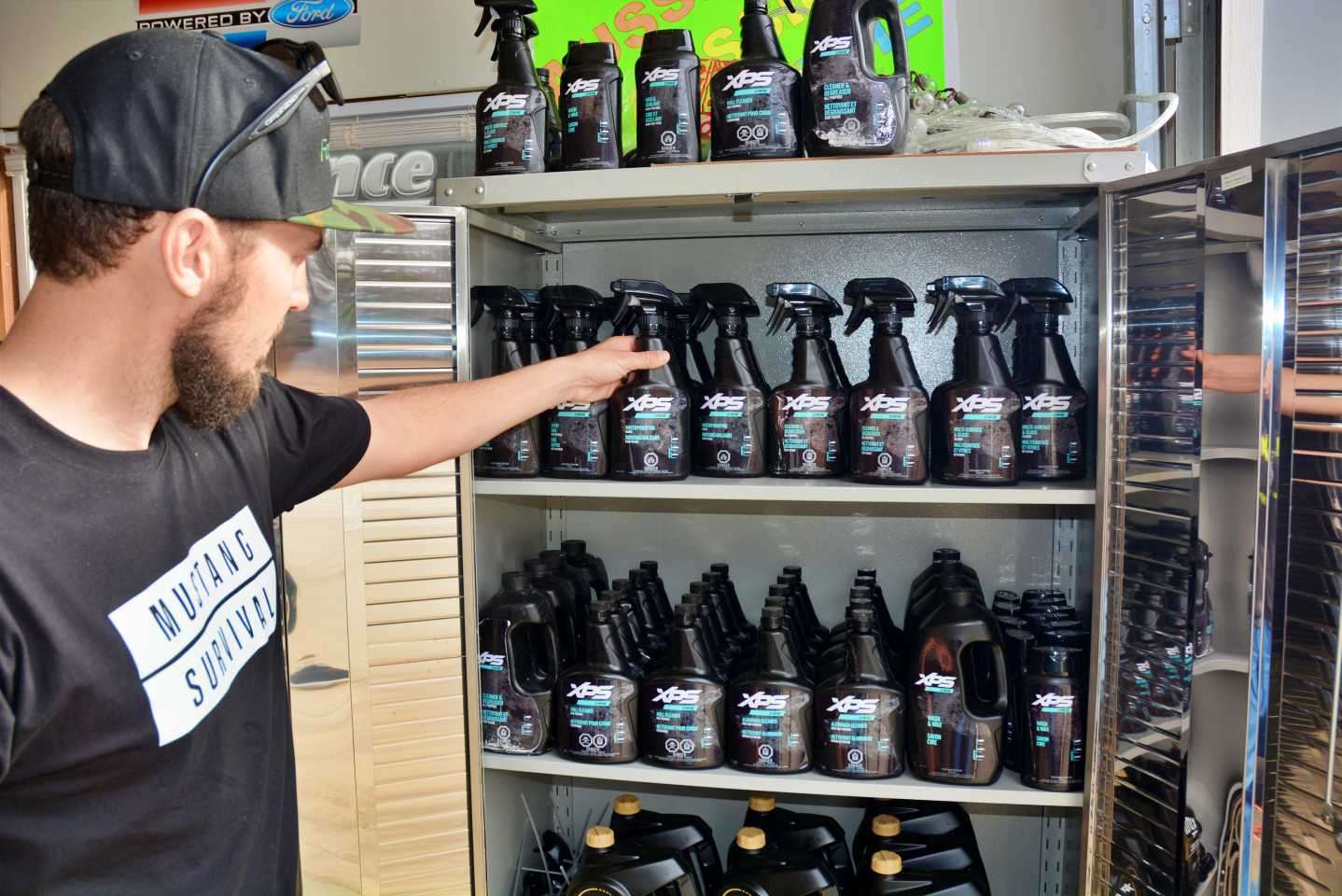There is much work to be done and keeping the shine on the Bass Cat Eyra and Evinrude 250 H.O. is made possible with these cleaning products from XPS Oil & Lubricants, which also sells a lineup of marine care cleaners, waxes and polishes. 