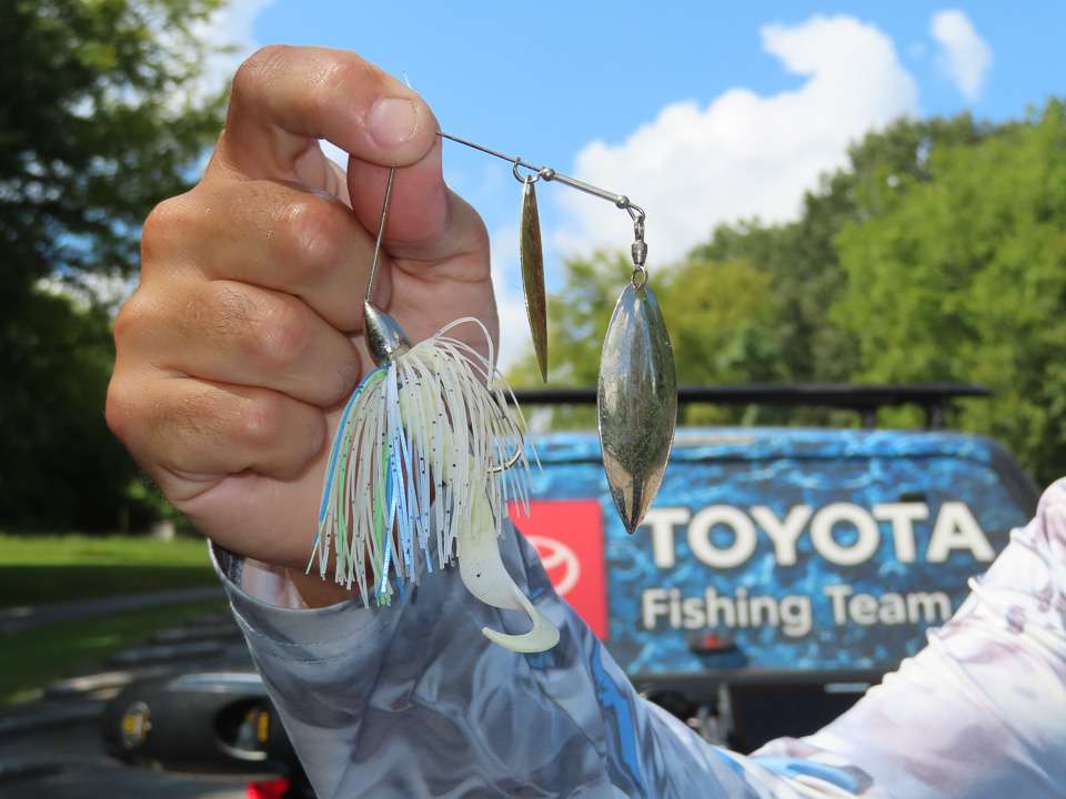 <b>Lure details:</b> 1/2-ounce spinnerbait with double willowleaf blades, in natural shad patterns to mimic the lakeâs abundance of threadfin shad. 