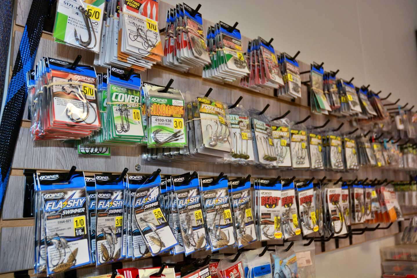 Owner hooks, jigs and blades line the wall and are longtime favorites. âI sold Owner products when I worked in a tackle shop back home in Australia. I have always relied on them ever since.â The good news is Owner is a new sponsor for 2020. 