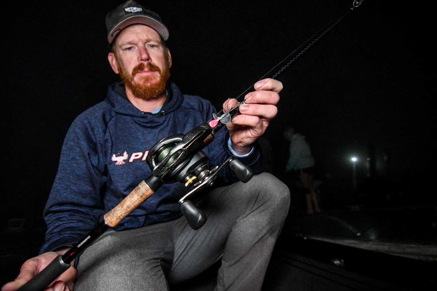 Frink used an unnamed buzzbait paired with a Zoom Horny Toad trailer. 