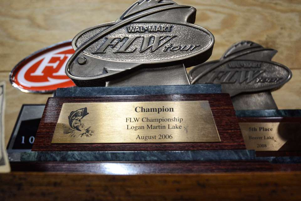 This trophy means the most. Arey won the 2006 Forrest Wood Cup as a co-angler, which launched his move to the pro ranks. 
