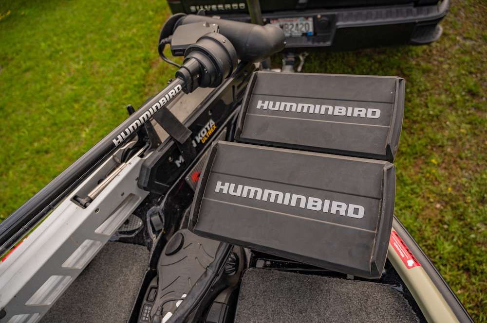 For electronics, Downey opts for double Humminbird Helix 10 units. 
