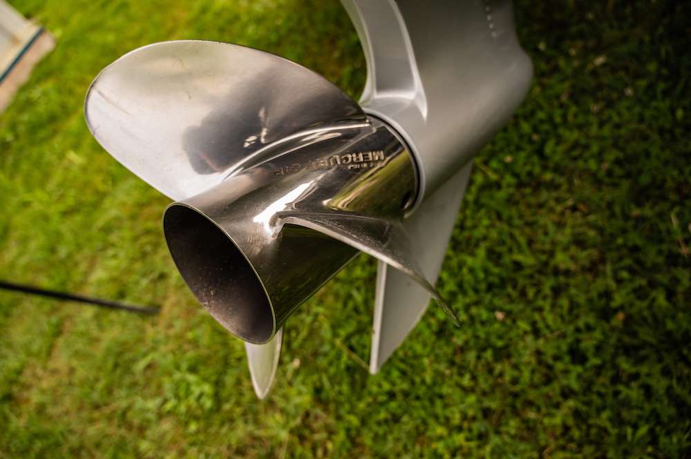 The prop that pushes the Bass Cat to over 70 mph. This stainless-steel prop spins at over 5,500 RPMs and moves the boat along in all conditions.
