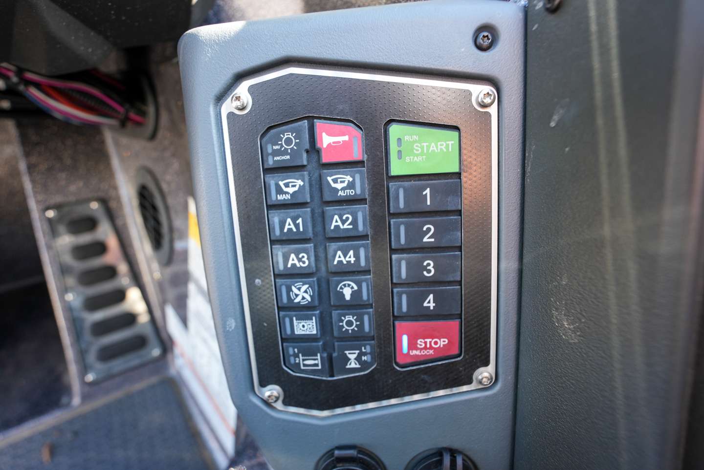 The standard keypad that comes on a Ranger boat. 