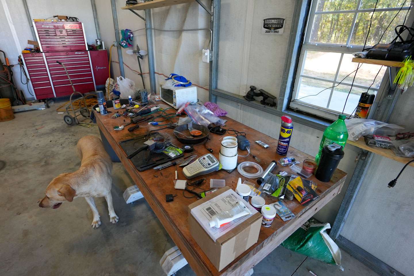 Davis' work bench is used for a number of things, but mostly for pouring lead to make jigheads during the offseason. 