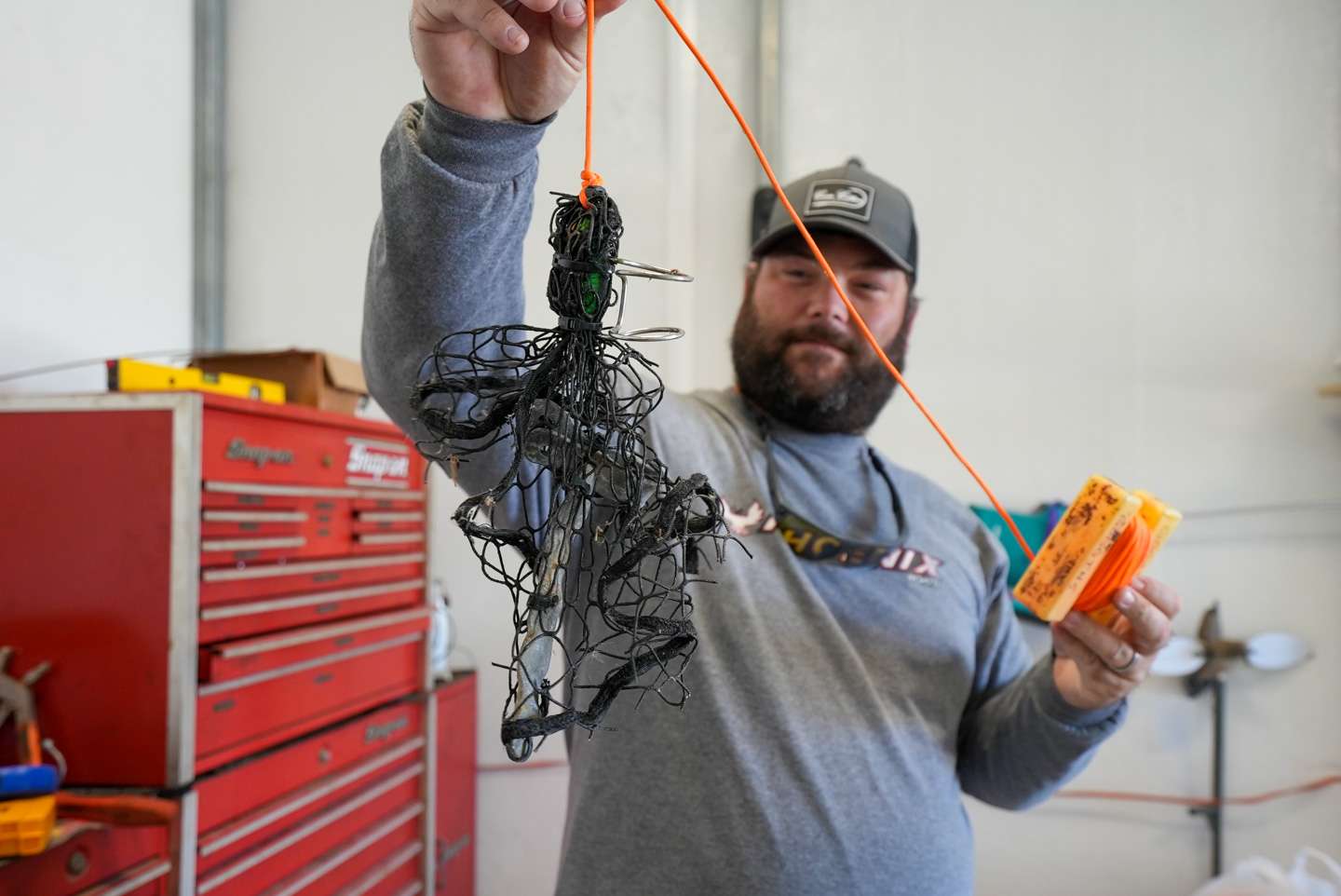 While this may look like a giant mess, this is a lure retriever that was gifted to Davis by Anthony Goggins. Evidently it's the most effective lure retriever he's ever used. 