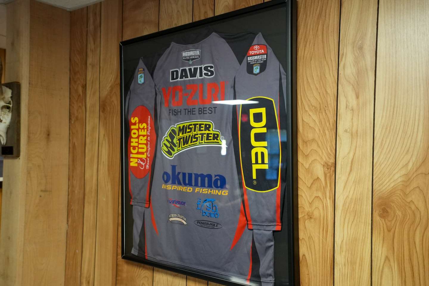 Davis' jersey has a spot on the wall. 