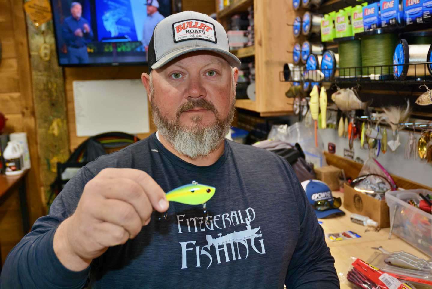The first lure the Georgia pro choses is a lipless crankbait. âI yo-yo it, speed reel it, and you can cast it to deep and shallow fish,â he said. That lines up with his choices for versatile lures that can be fished anywhere, anytime.  