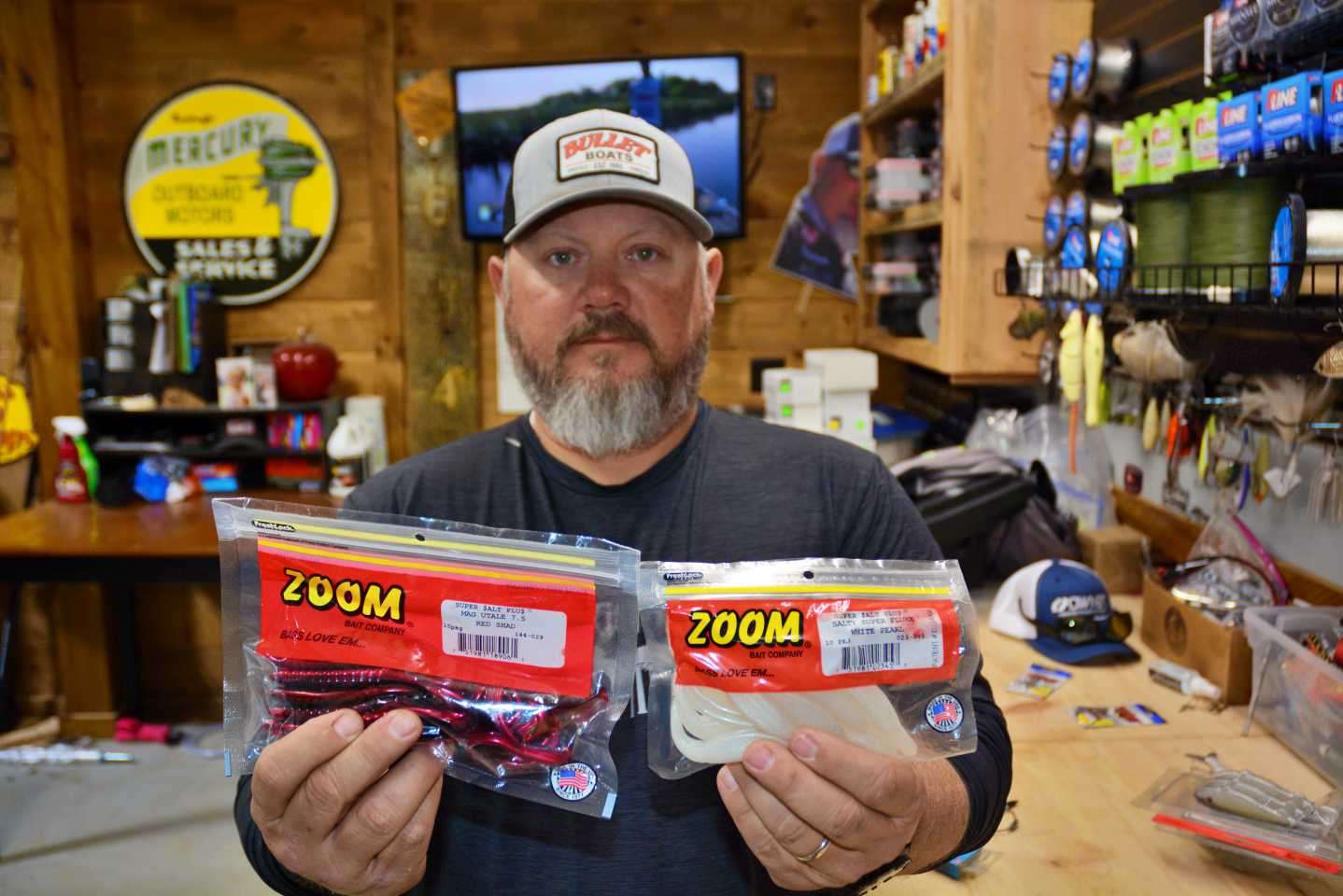 Gross rigs up with these soft plastics from Zoom Bait Co. for attracting bass of any size.  