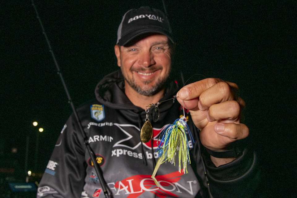 Christie's main weapon of choice was a 1/2-ounce BOOYAH Covert Spinnerbait with tandem Colorado blades, with a YUM Swimân Dinger. The bait allowed him to quickly and effectively cover water. 
