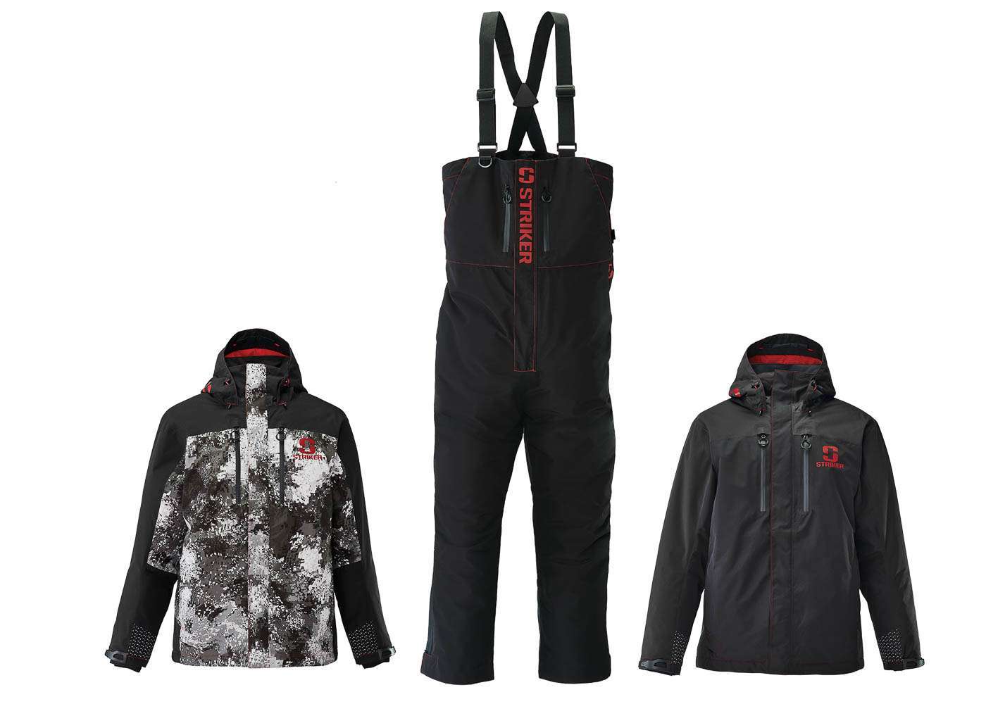 <p><strong>Striker Denali Insulated Rain Suit</strong></p><p>The Denali features body-mapped Primaloft Silver insulation with a unique HeatMap reflective ceramic lining. A Hydrapore Pro Waterproof 10,000mm/Breathable 10,000g rating provides a durable barrier of protection in wet or snowy conditions. A 3-point adjustable hood and internal neoprene cuffs lock out the elements completely in challenging conditions. Waist-high zippers and an adjustable waist cinch feature allow for custom fit, while preventing shoulder fatigue from fishing all day. Also available in tall and extended sizes. From $599.99, or $299.99 for the jacket; $299.99 for bib. <a href=
