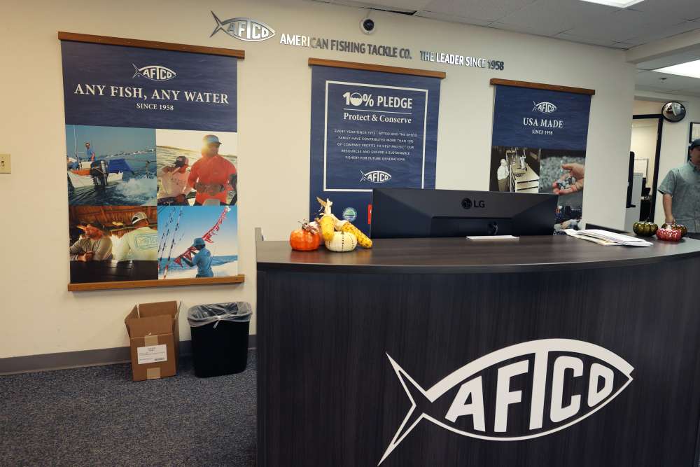Walking into the front office, you see a reminder of AFTCOâs pledge to protect and conserve with their 10% pledge â a pledge to donate 10% of yearly profits to sportfishing conservation organizations. Since 2018, this has included AFTCO X B.A.S.S. conservation grants working closely with B.A.S.S. Conservation Director Gene Gilliland. 
