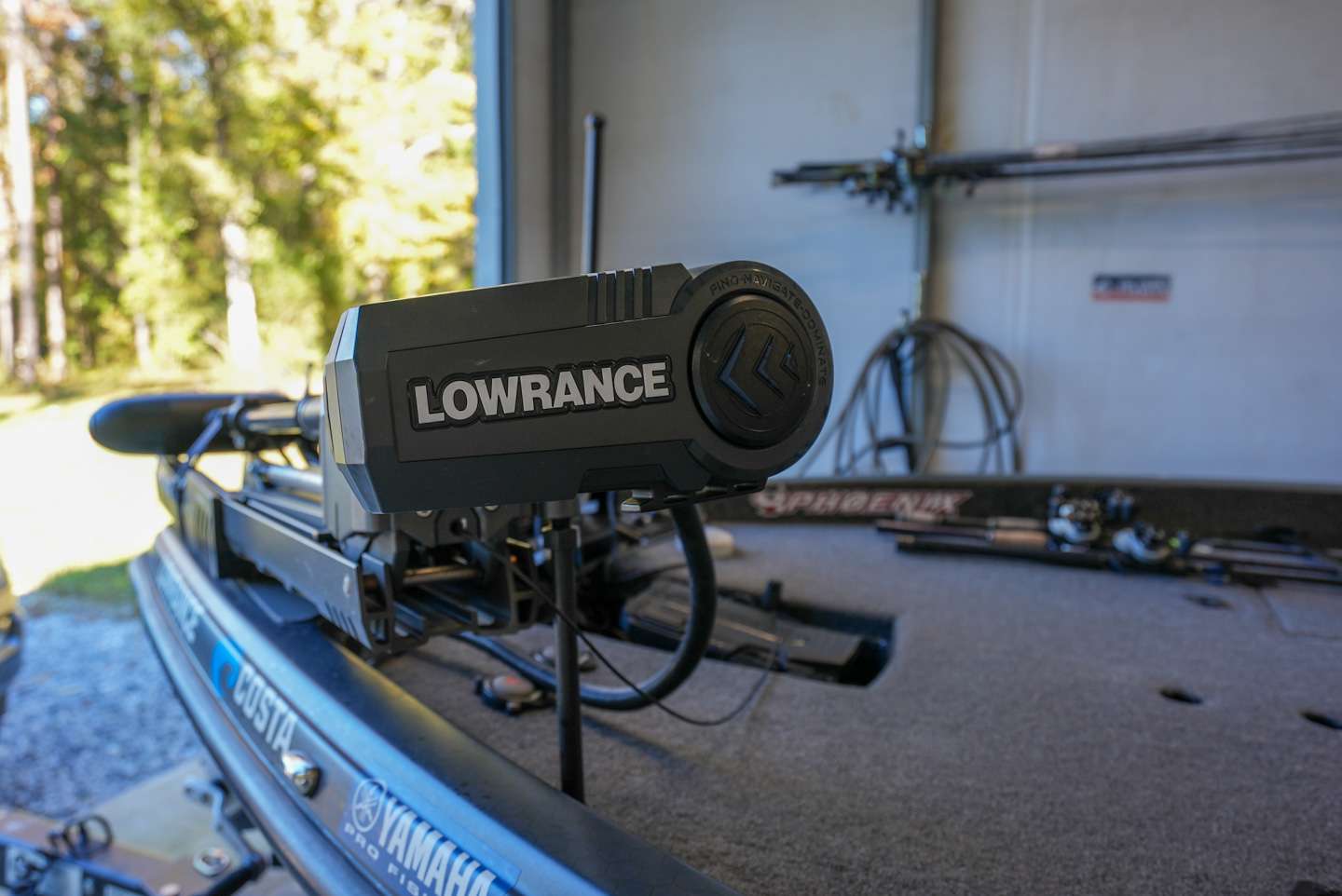 The bow of the boat is home to a Lowrance Ghost trolling motor. 