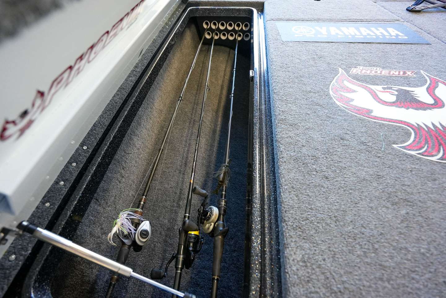 Davis only had a few rods in the rod box at the time, but he typically carries well over 20 rods in the boat. 