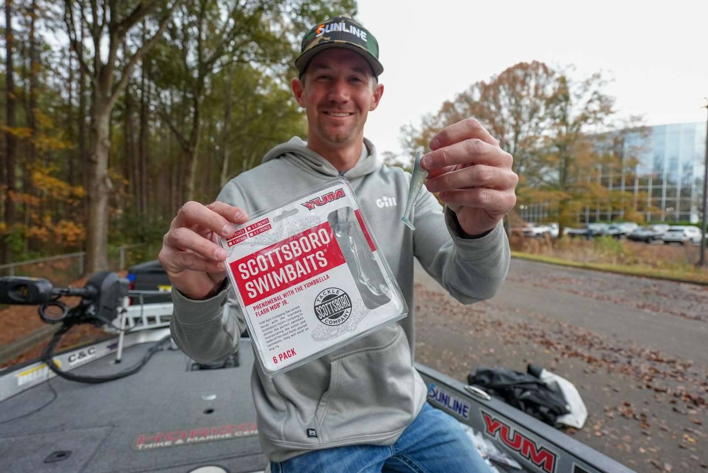 Palmer shows off a new bait that he's excited about. YUM teamed up with Scottsboro to create an injection molded copy of the Scottsboro hand-poured swimbaits. 