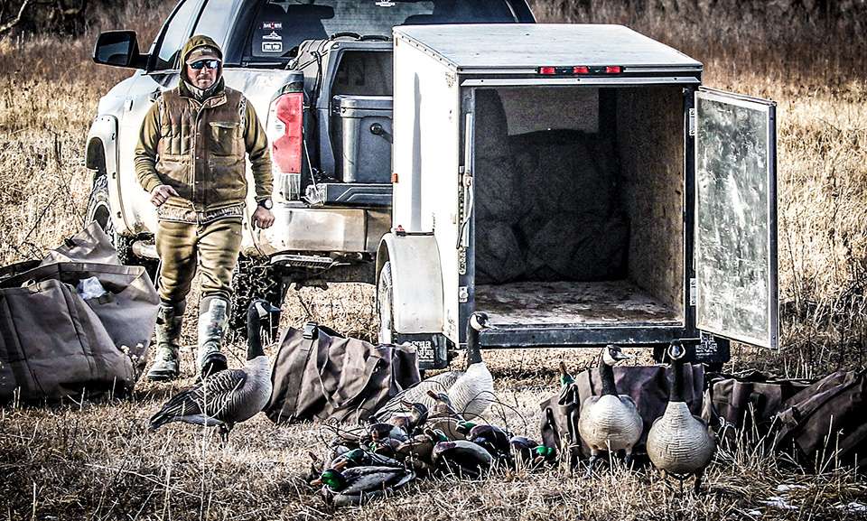 Veteran LIVE cameraman Jake Latendresse (above) is also a successful waterfowl guide in Nebraska. His two vocations collided recently with an Elite Series duck hunt on the North Platte River at Prairie Rock Outfitters. The following are some scenes of the great hunting and camaraderie between Elite anglers and cameramen.