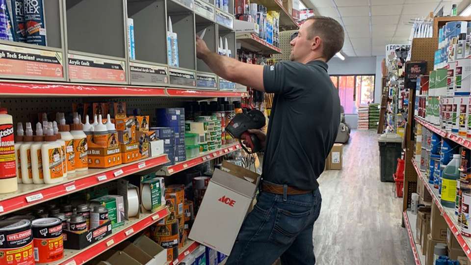 
 
<figcaption>Palmer stocks the shelves at C&C Hardware in Colgate, Oklahoma. </figcaption>” class=”wp-image-566709″/><figcaption>Palmer stocks the shelves at C&C Hardware in Colgate, Oklahoma. </figcaption></figure>
<div class=
