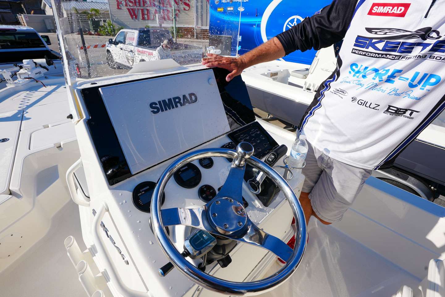 Skeeter offers multiple different options for electronics in their center console boats, but Rickard runs the Simrad NSSevo3S 16-inch unit. 