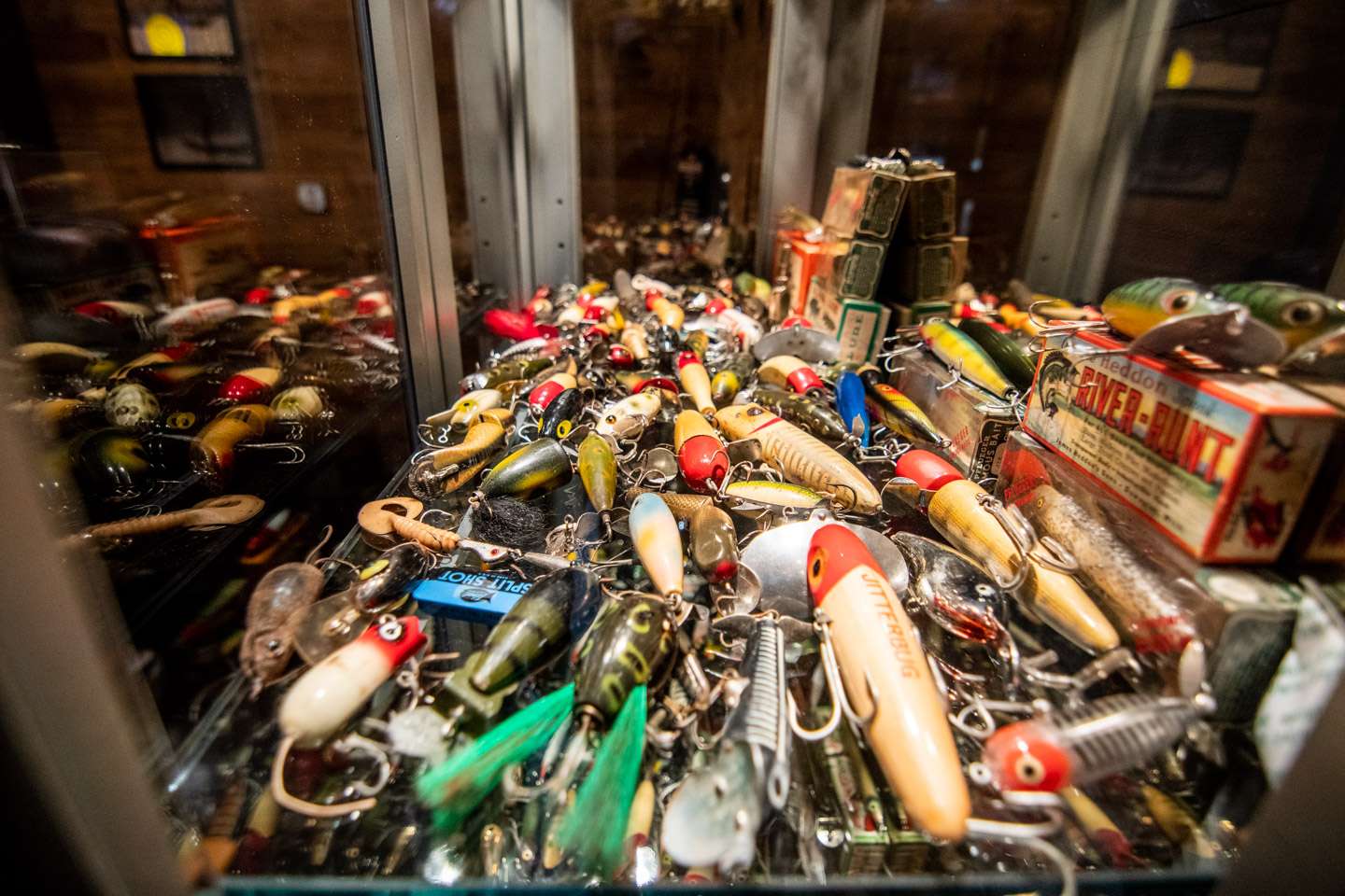 Take a look at each shelf full of antique fishing lures. Do you recognize any of these proven relics? 