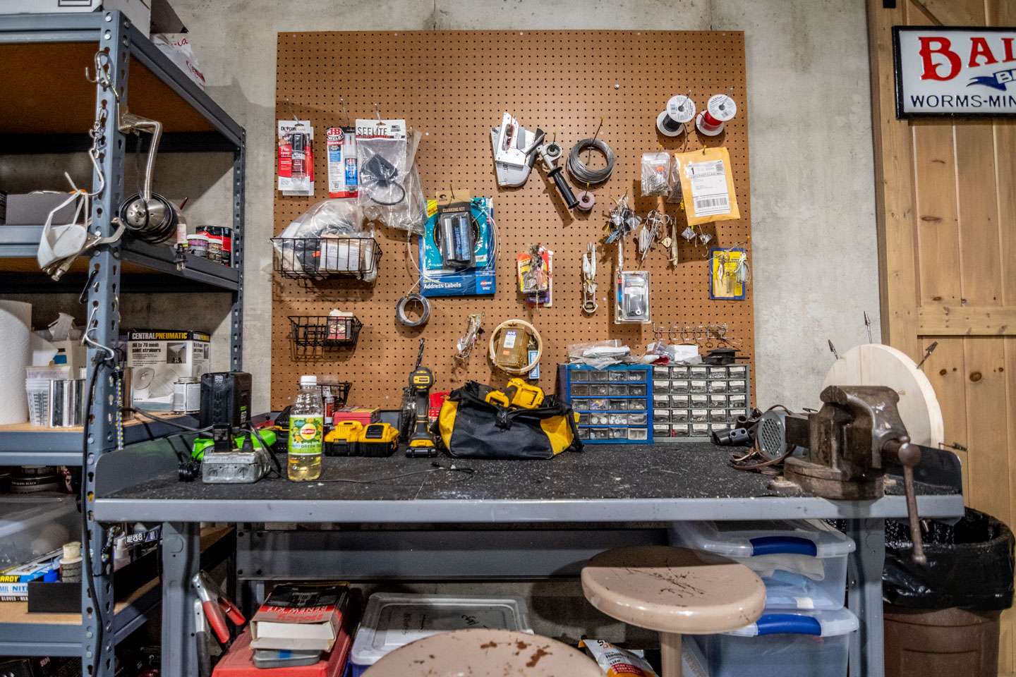 For a gearhead like Auten, the workbench is a must. This is the area he uses as a workshop to customize lures and paint baits.