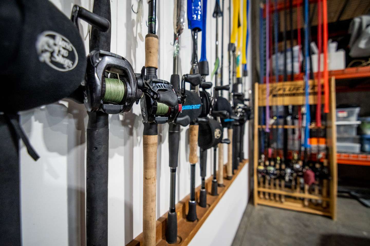 He has everything from tournament rods to surf rods.