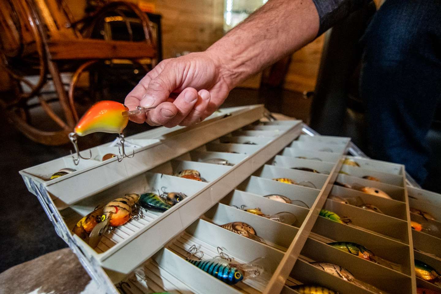This old tacklebox is filled with a variety of Bagley crankbaits and other lures.