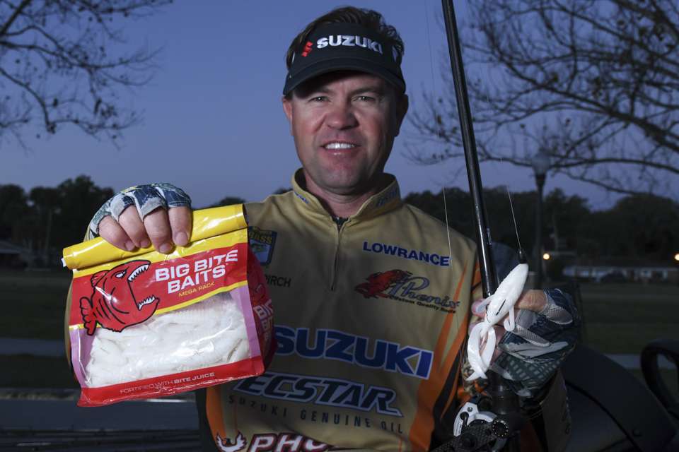 Pirch caught his biggest bass on a Big Bite Baits Fighting Frog, rigged on a 3/0 Gamakatsu Extra Wide Gap Monster Hook, using weights from 1/4 to 1/2 ounces, depending on depth and density of cover.  