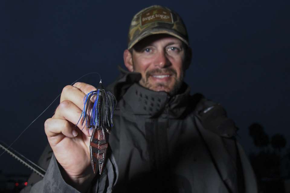 He also used a Nichols Lures 1/2-ounce Swim Jig, with a Doomsday Reaper for a trailer. 
