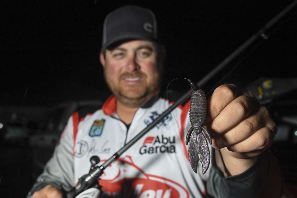 On Semifinal Saturday, when he caught the epic limit weighing 31-15, Cox used a Berkley PowerBait MaxScent Creature Hawg, rigged on a 3/0 Berkley Fusion19 Flipping Hook, with a 1/4-ounce tungsten weight. 
