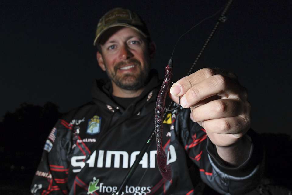 With the same size hook and weight, Mullins used a worm with a swimming action.  
