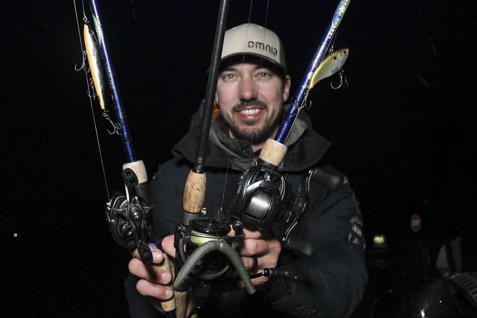 <b>Bob Downey (2nd; 74-0) </b><br> Bob Downey rotated through a bait selection capable of intercepting bass from the surface to the bottom, depending on their migration stage.  