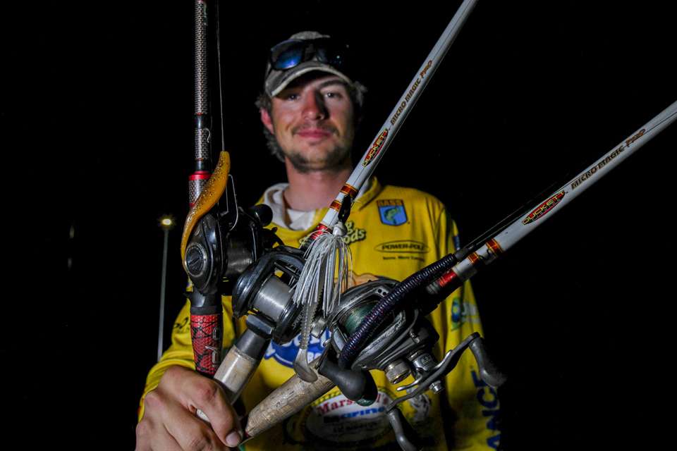 <b>Cole Drummond (7th; 40-0) </b><br> Cole Drummond displays the lures that got him into the top 10 on the Kissimmee Chain.  