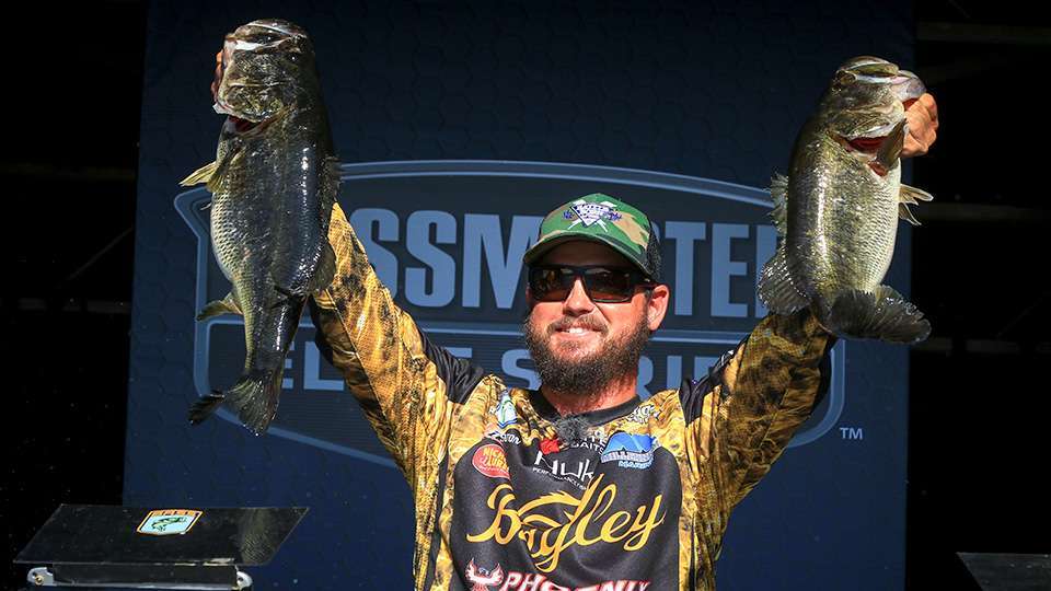Drew Benton started tied for 47th with 13-11, but his sight-fishing bite began to ignite. His 19-1 moved him to 23rd on Day 2, then he reached eighth with 21-5 on Semifinal Saturday, which included two big bass, including an 8-0. He was quoted that the winner would catch around 30 pounds on the final day, the first full day of sunny conditions, and it would be done sight fishing. 