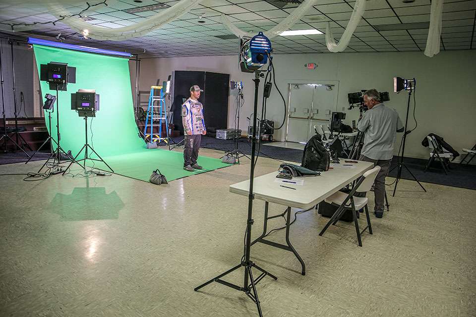 After making the rounds outside, one of the next stops was both still photos and video for Bassmaster television and Bassmaster.com. 