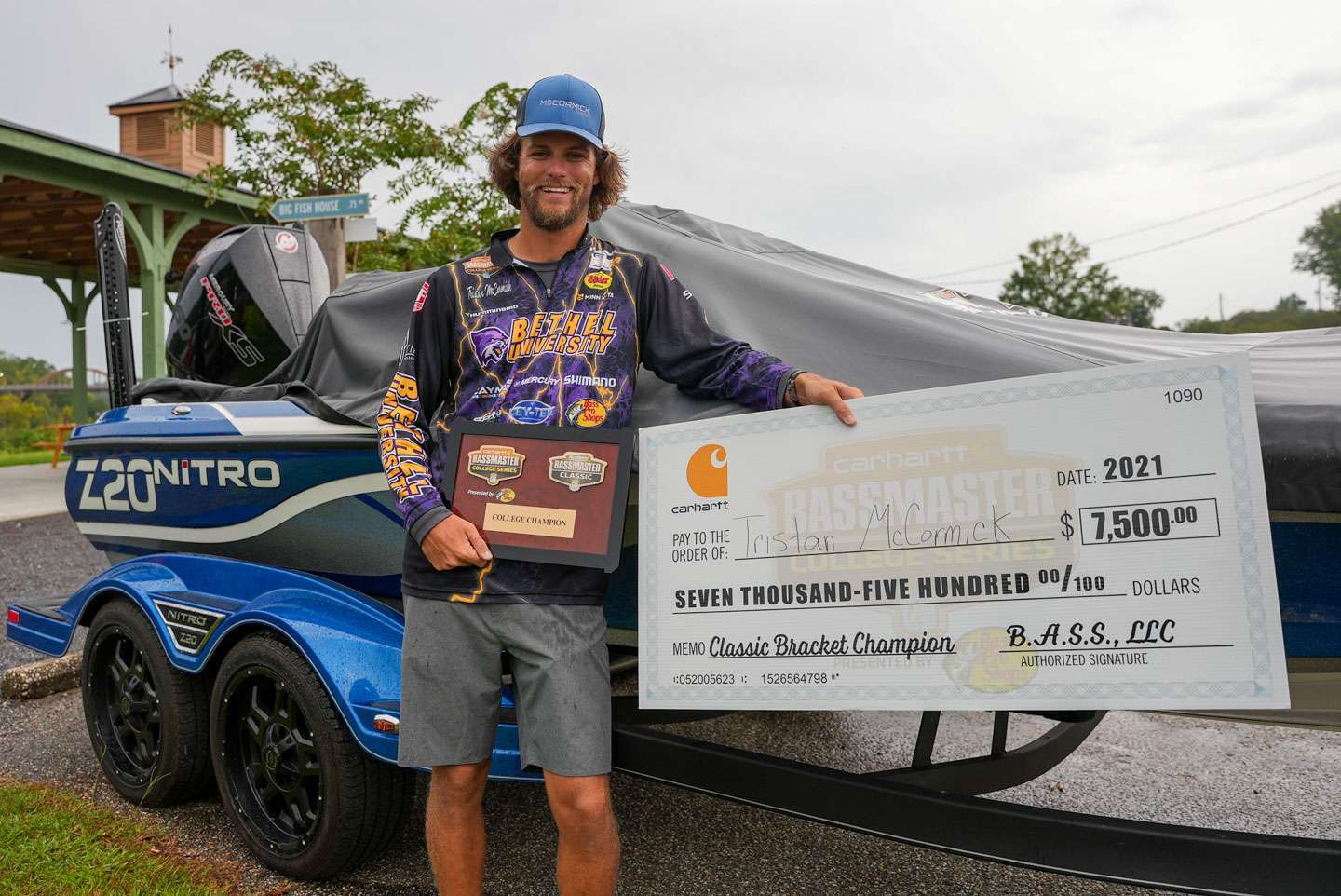 
 
<figcaption>McCormick poses with his brand new Nitro Bass Boat and prize money from the 2021 Bassmaster College Bracket. </figcaption>” class=”wp-image-566919″/><figcaption>McCormick poses with his brand new Nitro Bass Boat and prize money from the 2021 Bassmaster College Bracket. </figcaption></figure>
<p>In addition to qualifying for the 2022 Academy Sports + Outdoors Bassmaster Classic presented by Huk, McCormick also received free entries into all nine 2022 St. Croix Bassmaster Opens, use of a brand-new Nitro Bass boat and a Toyota Tundra to travel across the country. Since winning the Bracket, the Tennessee native has spent his time crossing his t’s and dotting his i’s in preparation of the Classic as well as the Opens season.</p>
<p>“I just got my boat in not too long ago, so I’ve been doing a lot of rigging before heading down to Florida,” he said. “This has been a dream come true, and I can’t wait to get the season started.”</p>
<p>The 2022 Academy Sports + Outdoors Bassmaster Classic presented by Huk is right around the corner, and it’s starting to set in for McCormick that he will be accomplishing a lifelong dream of fishing the Classic. Although the 24-year-old is thrilled to be fishing the Classic, he’s not satisfied with just being there.</p>
<div class=