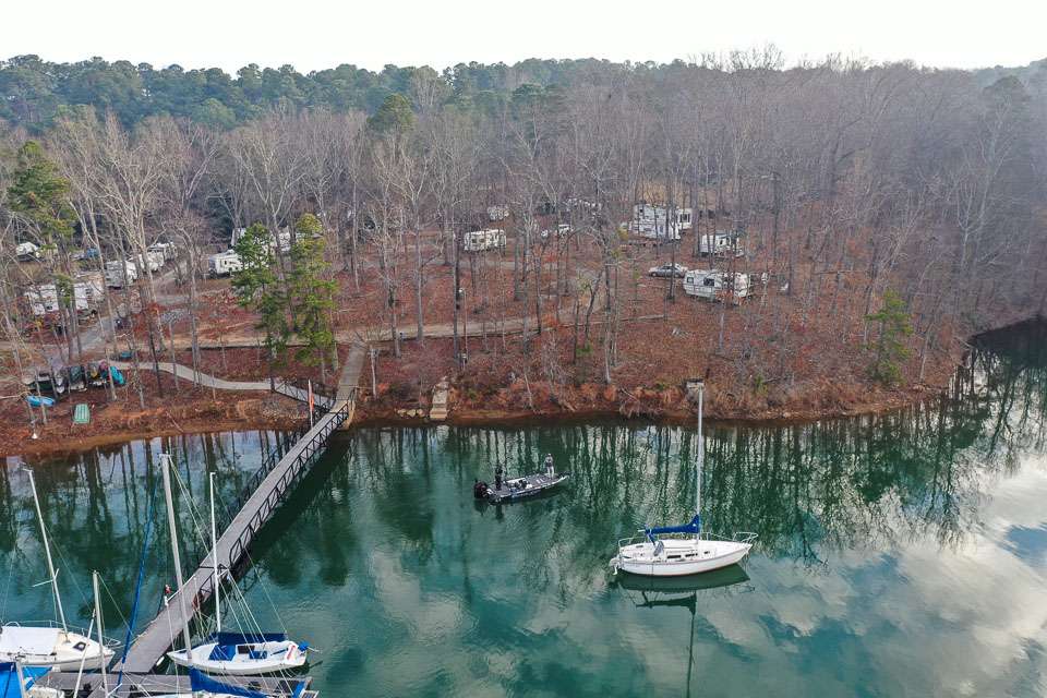 Welcher’s first stop was a sailboat marina near Green Pond Landing launch site of the Classic. 