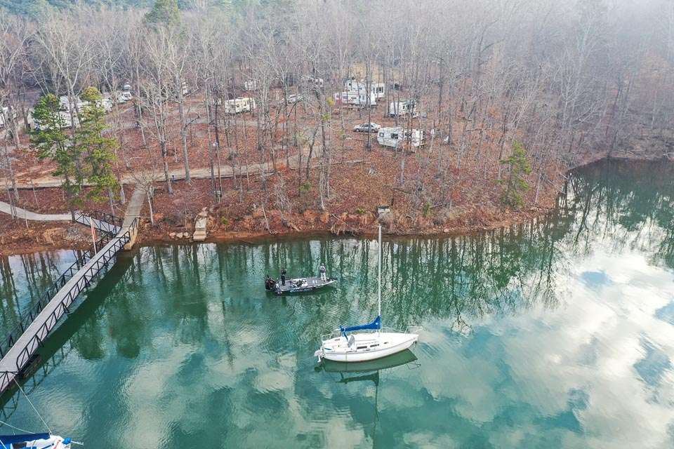Welcher began the day fishing around the moored sailboats, before working along the shoreline inside the marina cove.