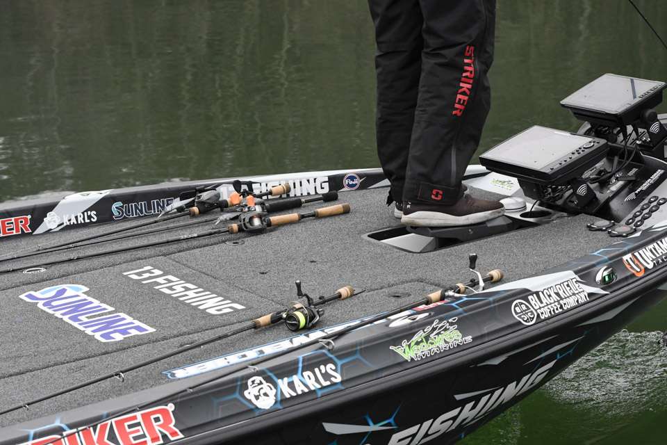 Welcher’s deck wasn’t too cluttered with rods, but he had everything from spinning rigs to jerk baits and swimsuits handy.