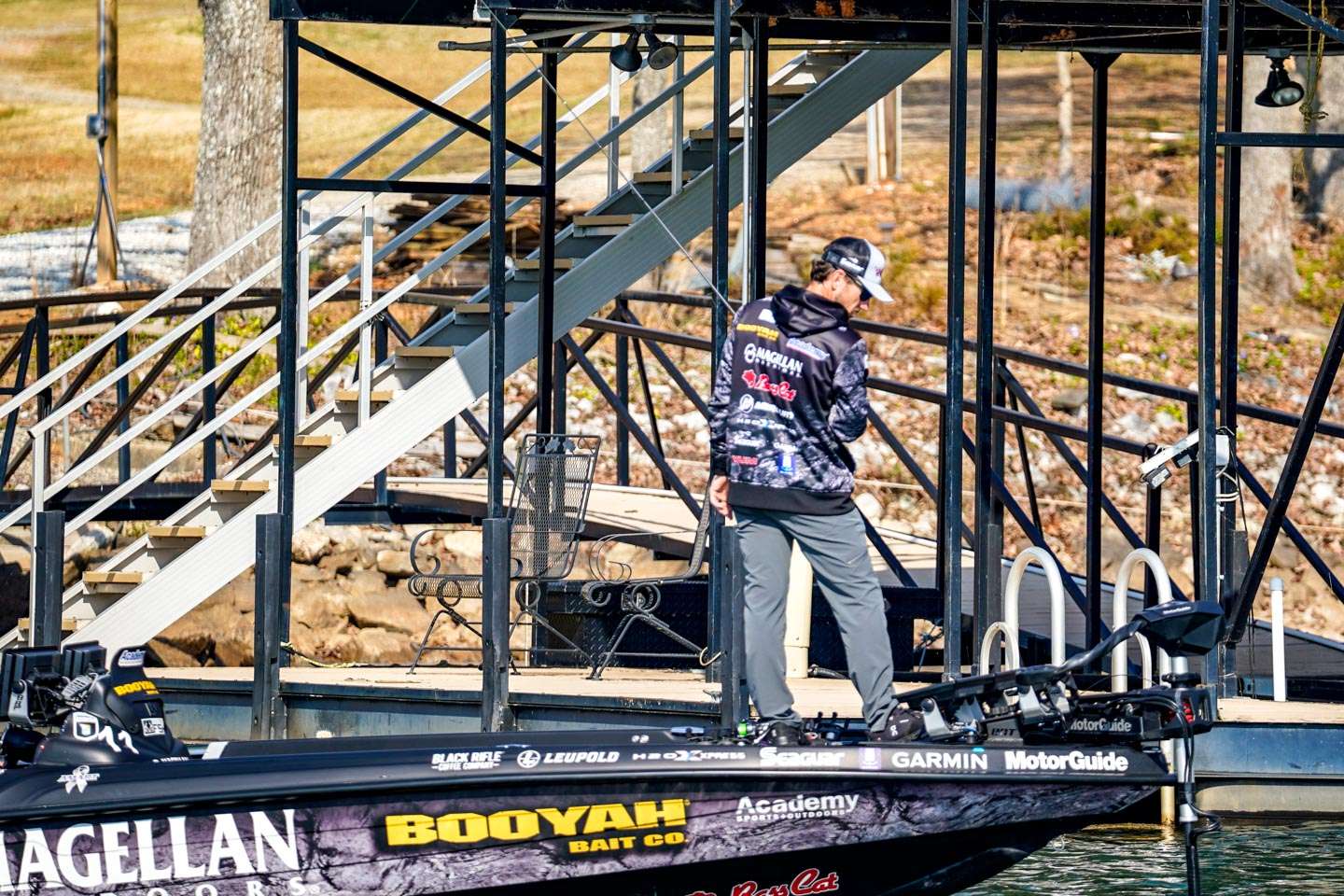 The next move Blaylock made was to a nearby pocket where he began skipping a wacky rig around floating docks. 